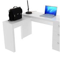 Mesa Em L Para Escritório 3 Gavetas Me4101 Branco - 5