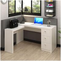 Mesa Em L Para Escritório 3 Gavetas Me4101 Branco - 6