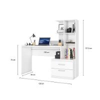 Escrivaninha Com Prateleiras E 2 Gavetas Poli Branco - 2