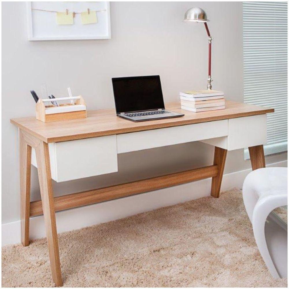 Mesa Para Computador Escrivaninha Trend 3 Gavetas Hanover/off White - 2