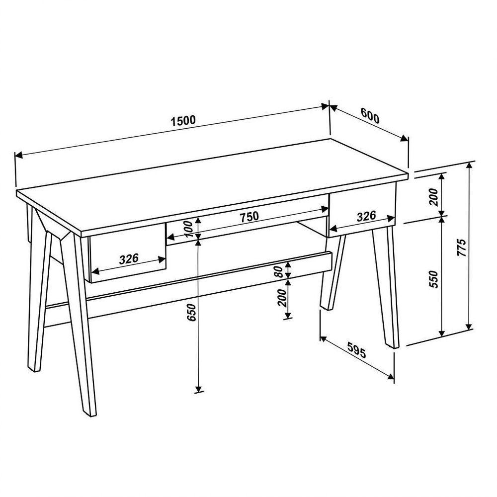 Mesa Para Computador Escrivaninha Trend 3 Gavetas Hanover/off White - 3