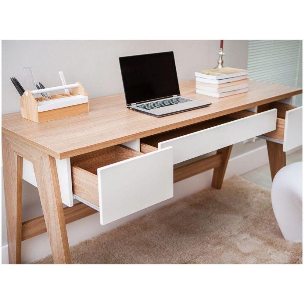 Mesa Para Computador Escrivaninha Trend 3 Gavetas Hanover/off White - 4