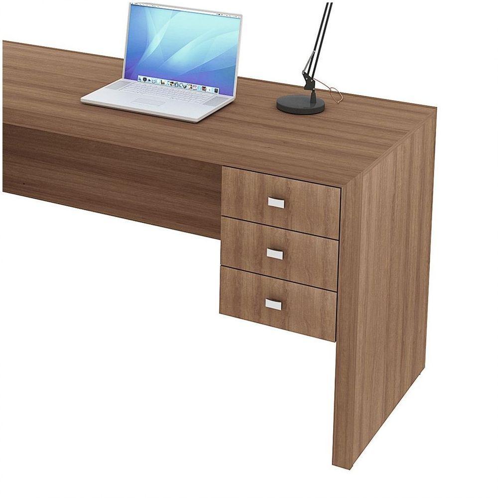 Mesa De Canto Para Escritório 3 Gavetas Me4106 Amêndoa - 4