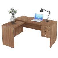 Mesa De Canto Para Escritório 3 Gavetas Me4106 Amêndoa - 1