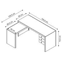 Mesa De Canto Para Escritório 3 Gavetas Me4106 Amêndoa - 2