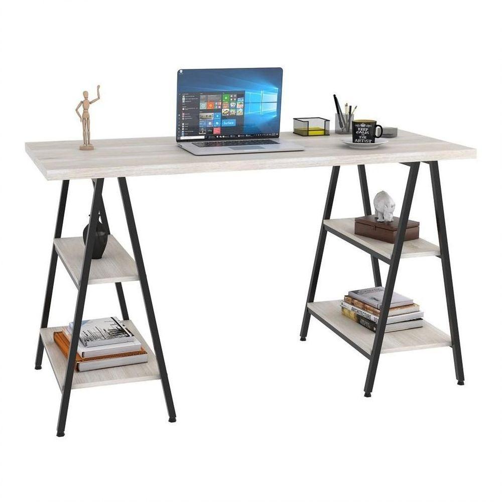Mesa Escrivaninha Cavalete 135cm Estilo Industrial Prisma C08 Snow/preto - 1