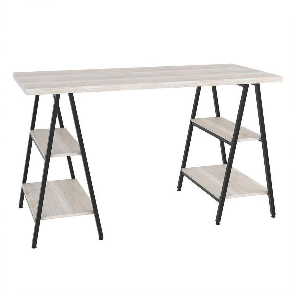 Mesa Escrivaninha Cavalete 135cm Estilo Industrial Prisma C08 Snow/preto - 2