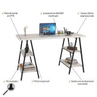 Mesa Escrivaninha Cavalete 135cm Estilo Industrial Prisma C08 Snow/preto
