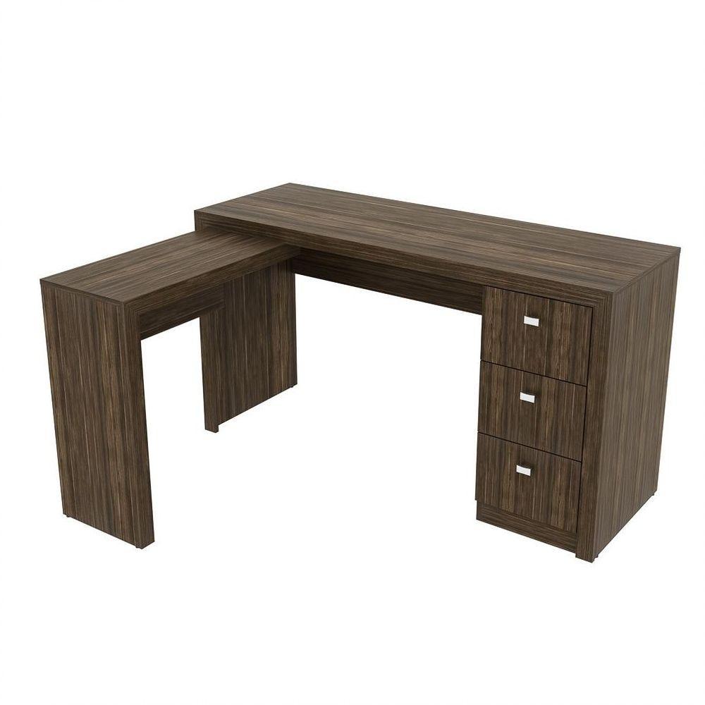 Mesa Em L Para Escritório 3 Gavetas Me4101 Nogal - 3