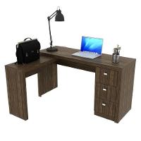 Mesa Em L Para Escritório 3 Gavetas Me4101 Nogal - 1