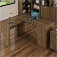 Mesa Em L Para Escritório 3 Gavetas Me4101 Nogal - 2