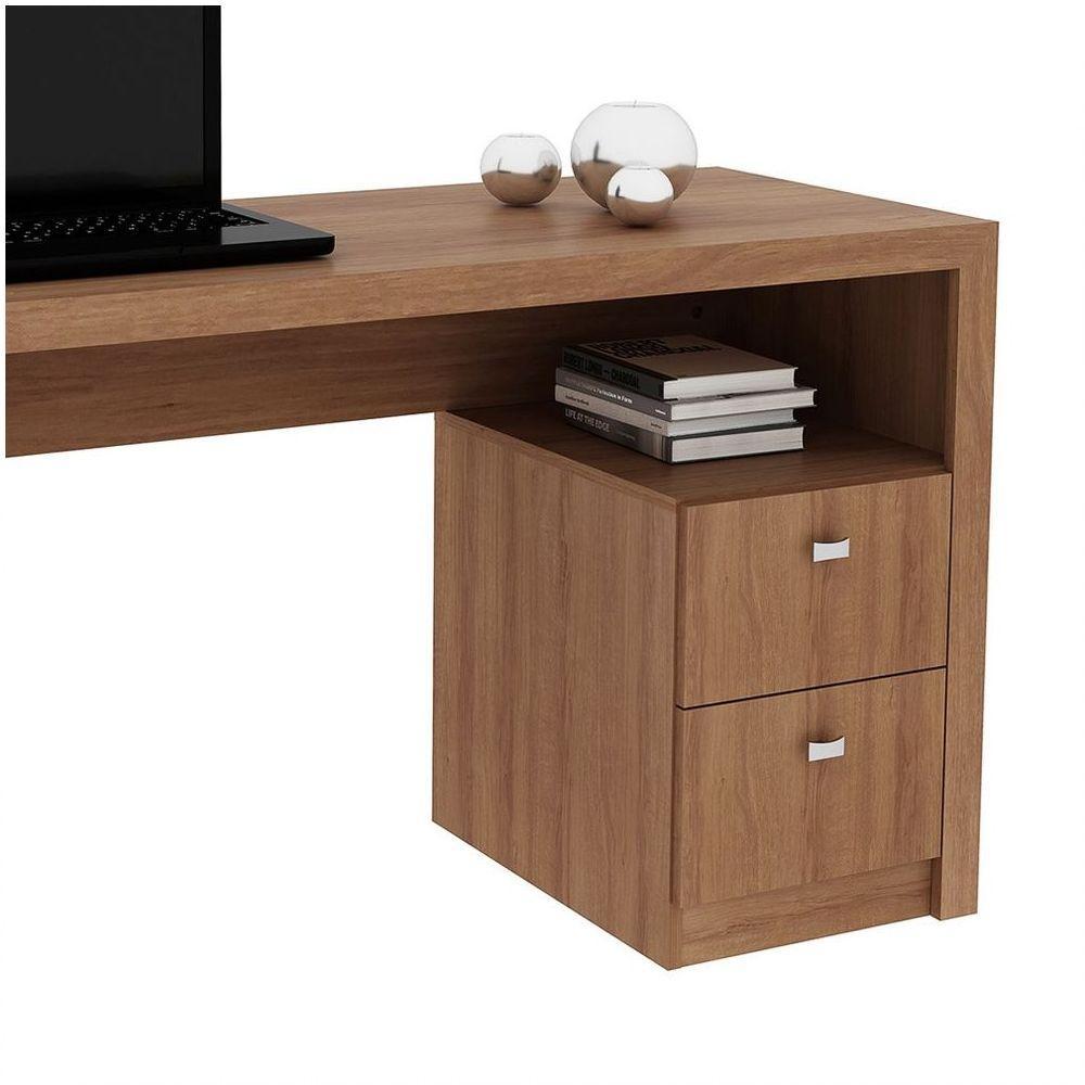 Mesa Para Computador Escrivaninha 2 Gavetas Me4130 Amêndoa - 4