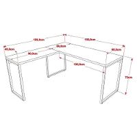 Conjunto Escritório Estilo Industrial Mesa 150X150Cm E Estante 60Cm 5 Prateleiras C08 Carvalho - 3
