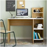 Escrivaninha P/ Notebook Carvalho/Branco Com 3 Prateleiras - 1