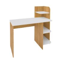 Escrivaninha P/ Notebook Carvalho/Branco Com 3 Prateleiras - 6