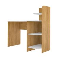 Escrivaninha P/ Notebook Carvalho/Branco Com 3 Prateleiras - 7