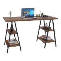 Mesa Escrivaninha Cavalete 135cm Estilo Industrial Prisma C08 Nogal/preto - 1