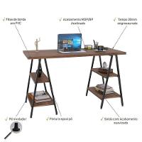 Mesa Escrivaninha Cavalete 135cm Estilo Industrial Prisma C08 Nogal/preto - 2