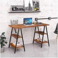 Mesa Escrivaninha Cavalete 135cm Estilo Industrial Prisma C08 Nogal/preto - 3