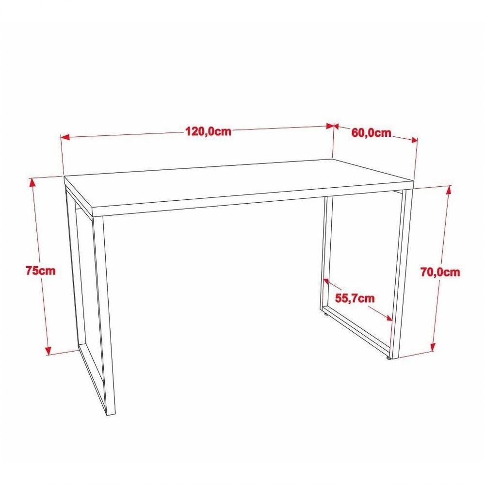 Conjunto Escritório Estilo Industrial Mesa 120cm E Estante 60cm 3 Prateleiras Prisma C08 Nogal - 3