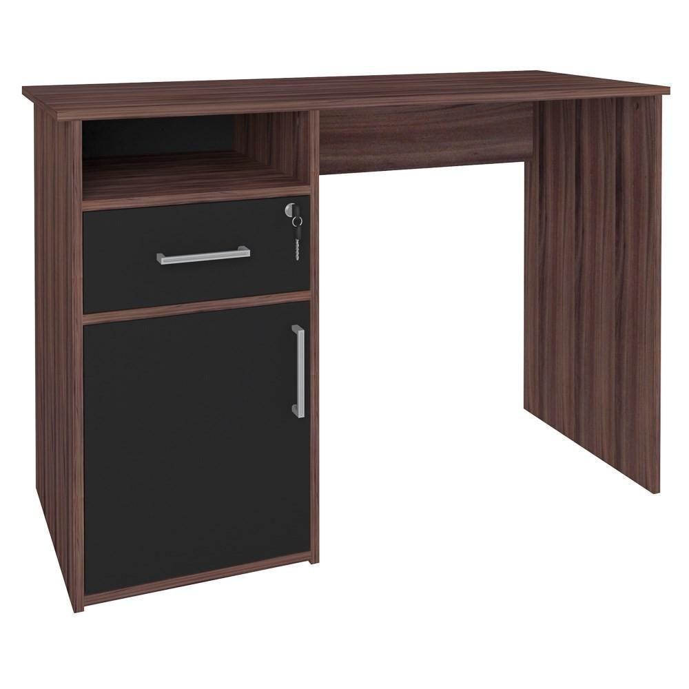 Escrivaninha Mesa Escritório 1 Porta 1 Gaveta Ipê/preto - 1