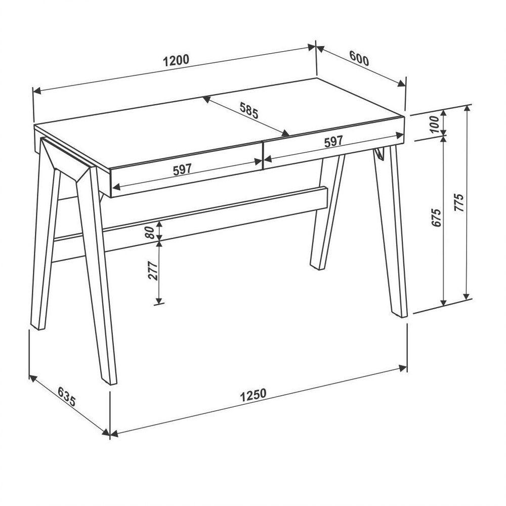 Mesa Para Computador Escrivaninha Trend 2 Gavetas Hanover/off White - 3