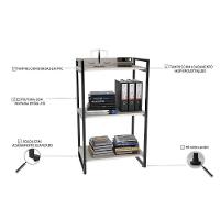 Conjunto Escritório Estilo Industrial Mesa 90cm E Estante 60cm 3 Prateleiras Prisma C08 Snow - 7