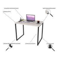 Conjunto Escritório Estilo Industrial Mesa 90cm E Estante 60cm 3 Prateleiras Prisma C08 Snow - 9