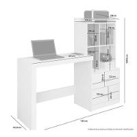 Escrivaninha Com Estante 2 Gavetas Alana Jcm Móveis Branco - 3