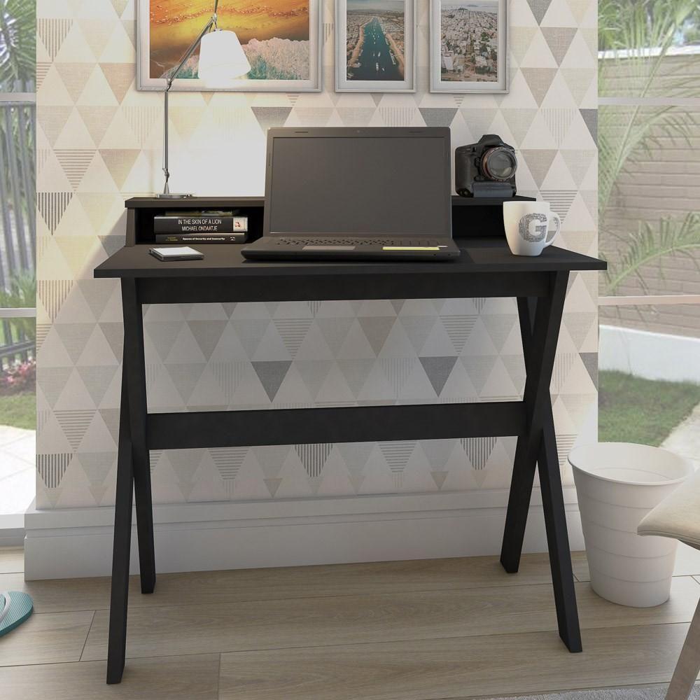 Escrivaninha Mesa Para Computador 3 Nichos Preto Artany - 6