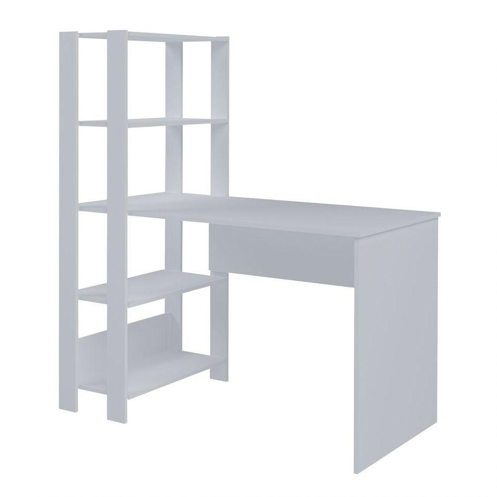 Escrivaninha Com Estante Match Branco 4 Prateleiras Artely - 3