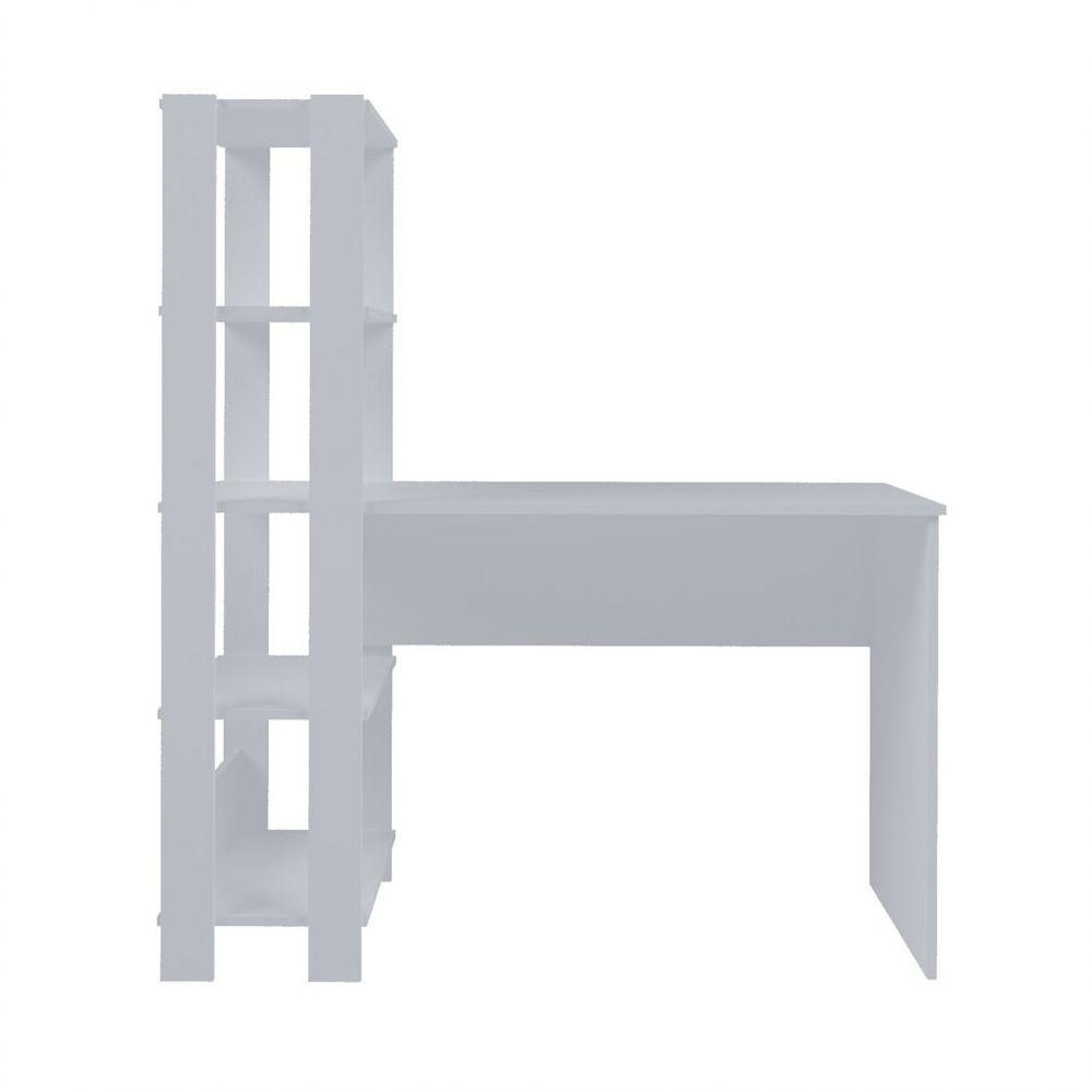 Escrivaninha Com Estante Match Branco 4 Prateleiras Artely - 5