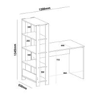 Escrivaninha Com Estante Match Branco 4 Prateleiras Artely - 2