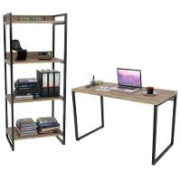 Conjunto Escritório Mesa 120Cm E Estante 60Cm 4 Prateleiras Prisma Carvalho - 1