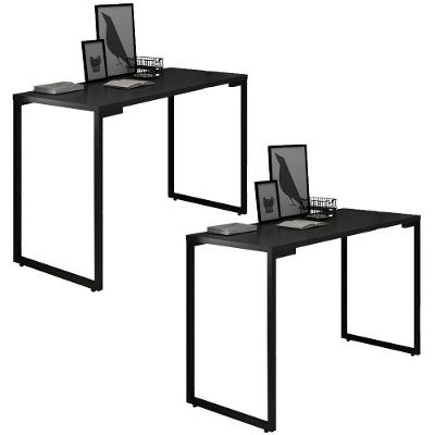 Kit 2 Mesas Escrivaninha 120cm Industrial Preto Mpozenato