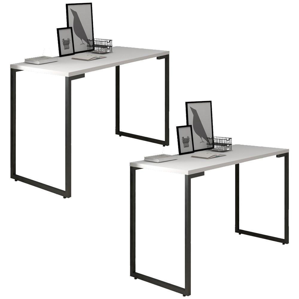 Kit 2 Mesas para Computador Escrivaninha 120cm Branco - 1