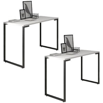 Kit 2 Mesas para Computador Escrivaninha 120cm Branco