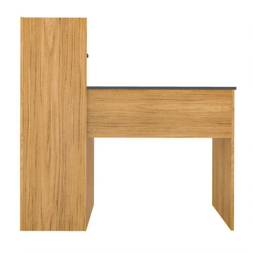 Escrivaninha P/ Notebook Carvalho/Grafite Com 3 Prateleiras - 4