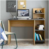 Escrivaninha P/ Notebook Carvalho/Grafite Com 3 Prateleiras