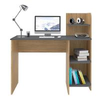 Escrivaninha P/ Notebook Carvalho/Grafite Com 3 Prateleiras - 18