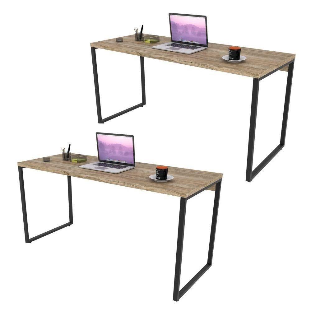 Kit 2 Mesas De Escritório Office 150Cm Carvalho - 1