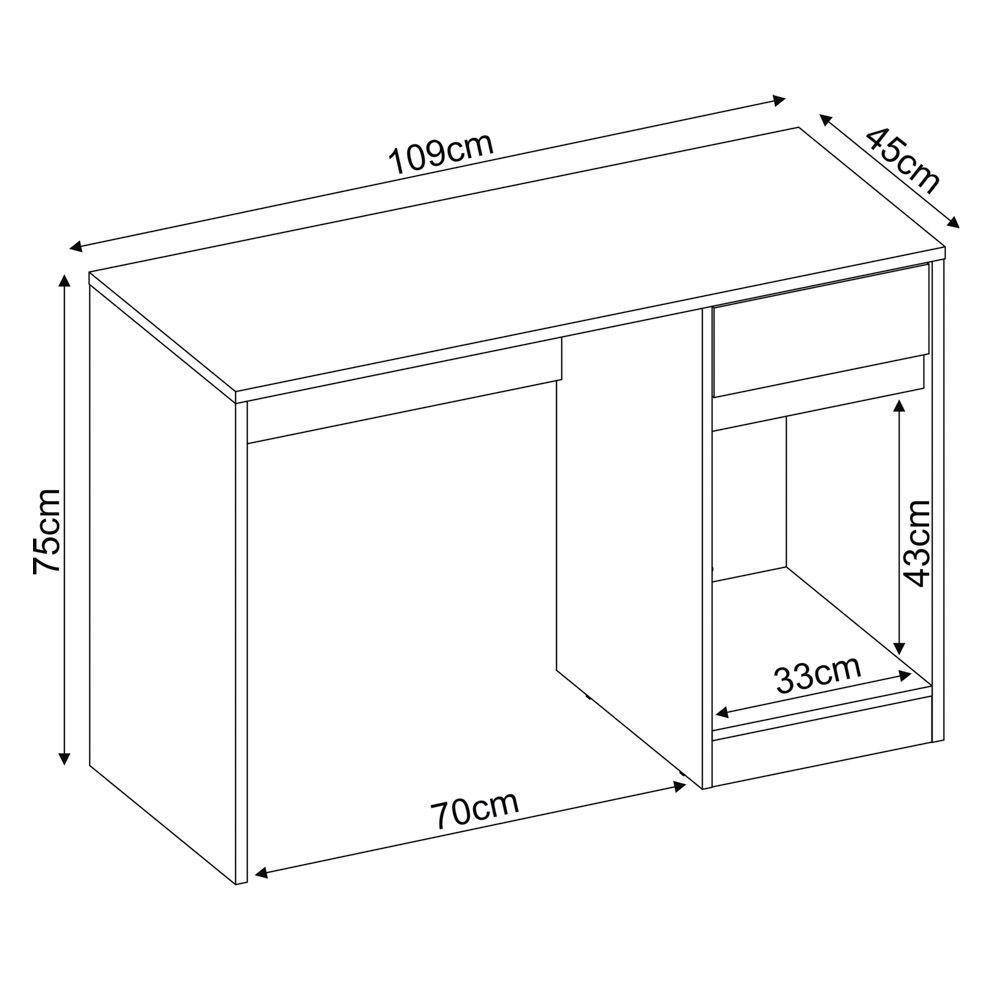 Mesa p/ computador Office 1 Porta 1Gaveta Amendola/Grafito - 2