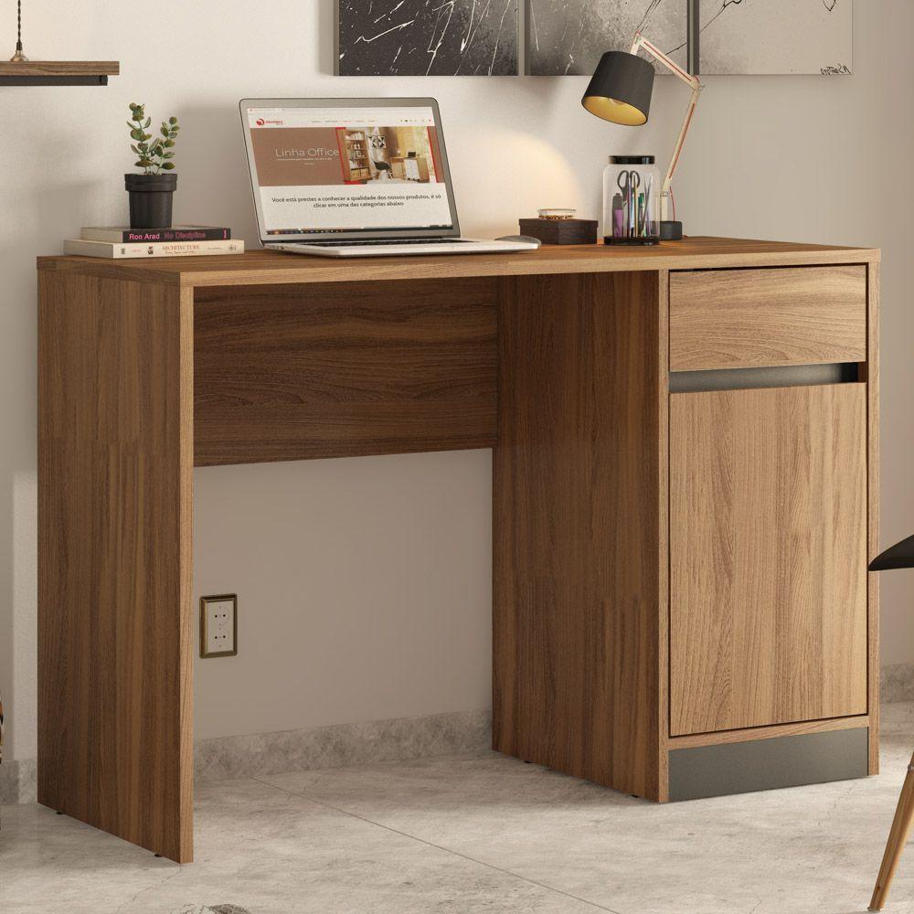 Mesa p/ computador Office 1 Porta 1Gaveta Amendola/Grafito - 4