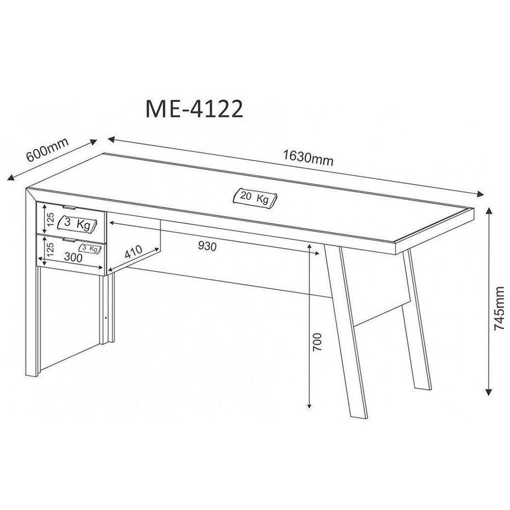 Mesa para Escritório com 02 Gavetas Branco Tecno Mobili - 5