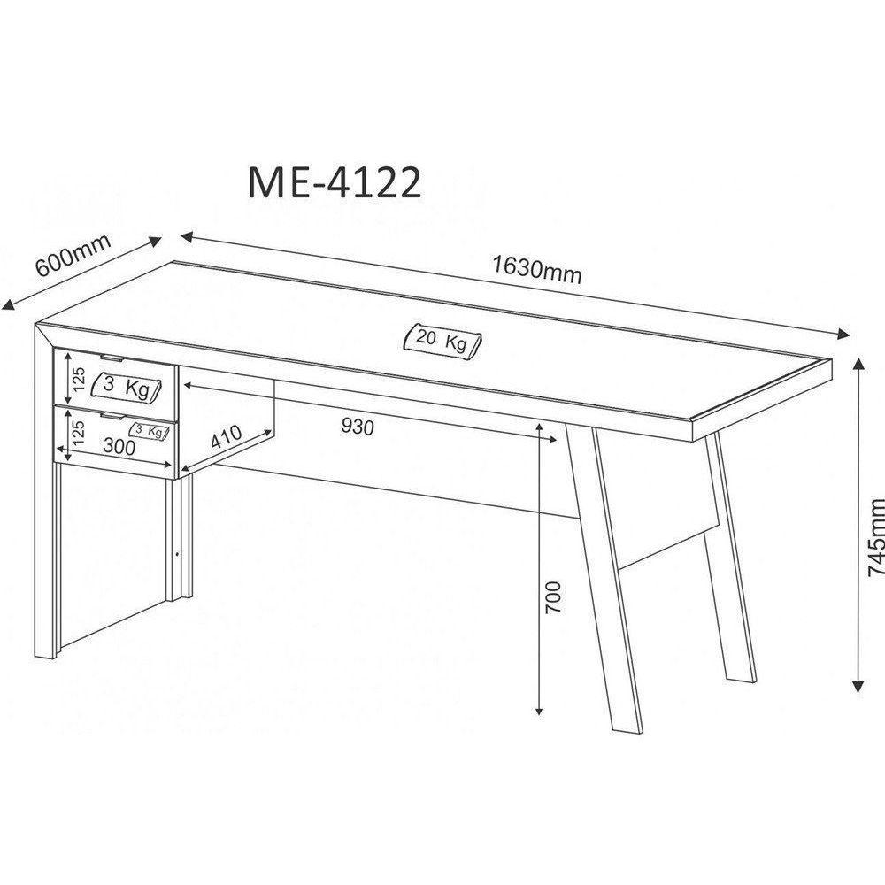 Mesa para Escritório com 02 Gavetas Branco Tecno Mobili - 7