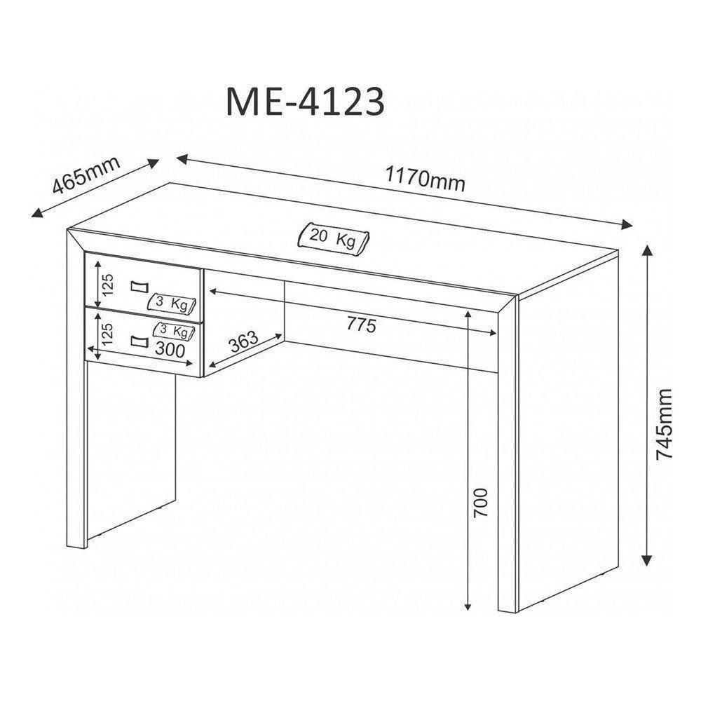 Mesa para Computador com 02 Gavetas Branco Tecno Mobili - 3