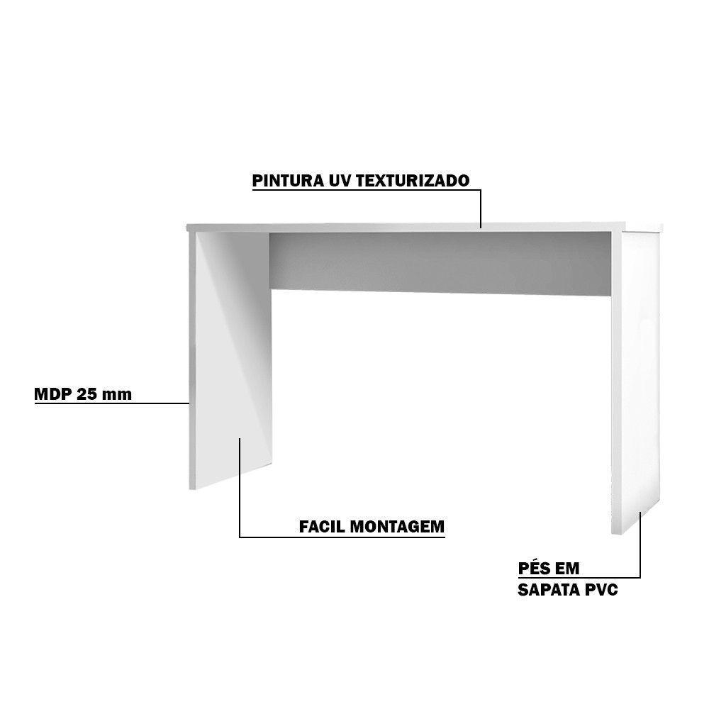 Mesa para Escritório Home Office com Gaveta Emma Branco - 7