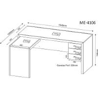 Mesa para Home Office com 03 Gavetas Branco Tecno Mobili - 13