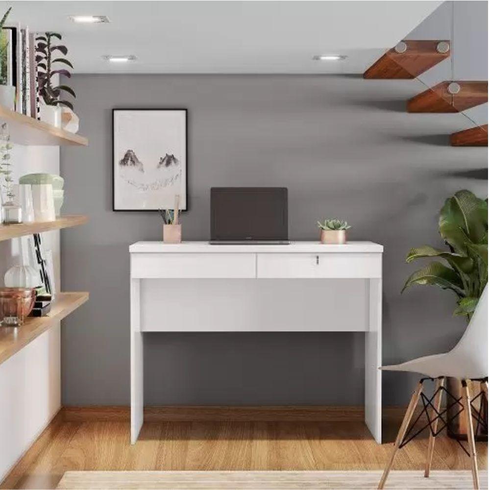 Escrivaninha com 2 Gavetas e Chave Felícia Branco - 4