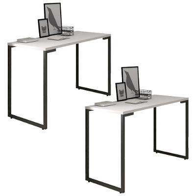Kit 2 EscrivaninhaS 120cm Estilo Industrial New Port Branco